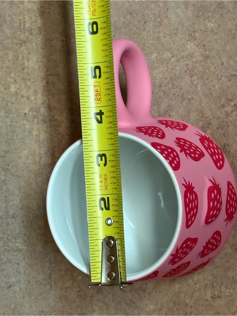 Glory Haus 3D Strawberry Ceramic Coffee Mug Pink Raised Strawberry Cottagecore